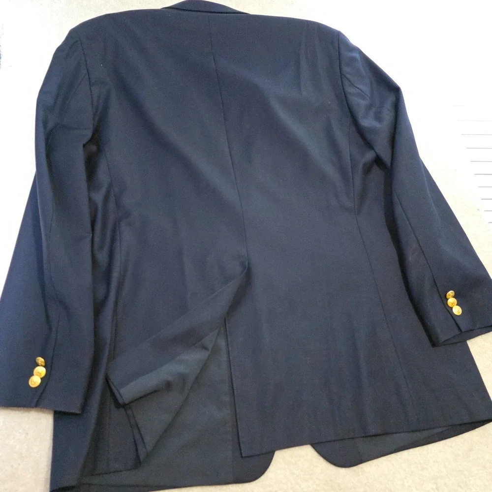 Lauren Ralph Lauren Blazer Mens 46L Navy Blue Wool Notch Lapel 2-Gold Button